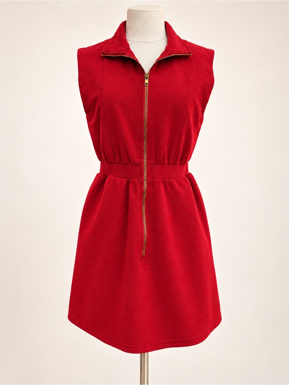 entro Red Zip-Front Sleeveless Mini Dress Size Small
